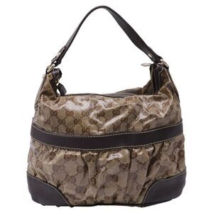 Gucci GG Crystal Mixed Shoulder Bag in Beige Coated Canvas